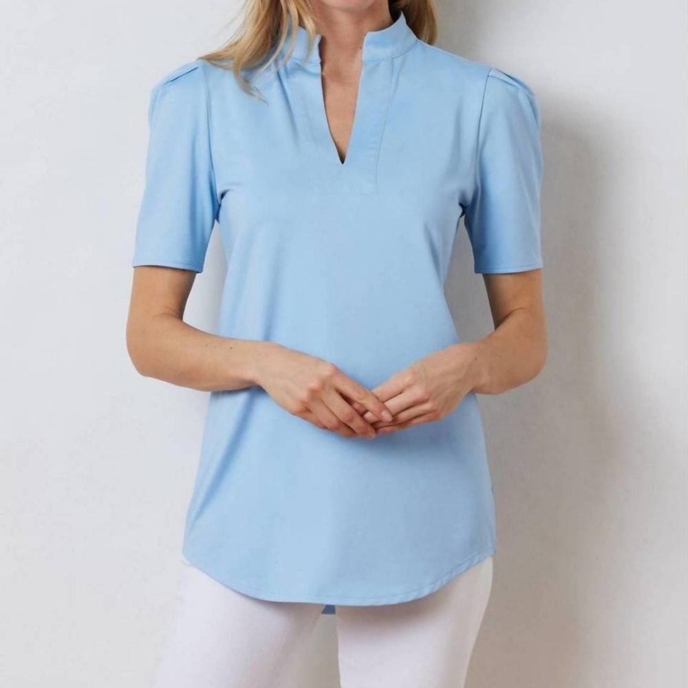 DUDLEY STEPHENS Parker Puff Sleeve Tunic in Light Blue Size Large